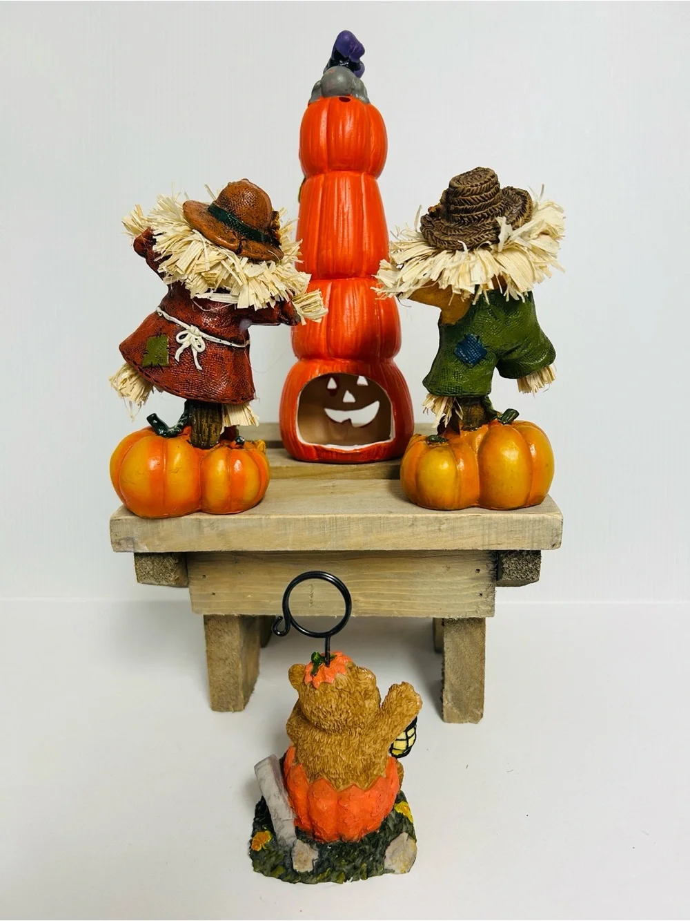 Autumn Halloween Set of 4 Distinct Decorative Tabletop Colorful Fall Figurines